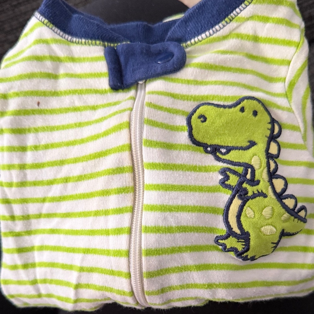 Faded Glory Lime and Navy Dinosaur Footie
